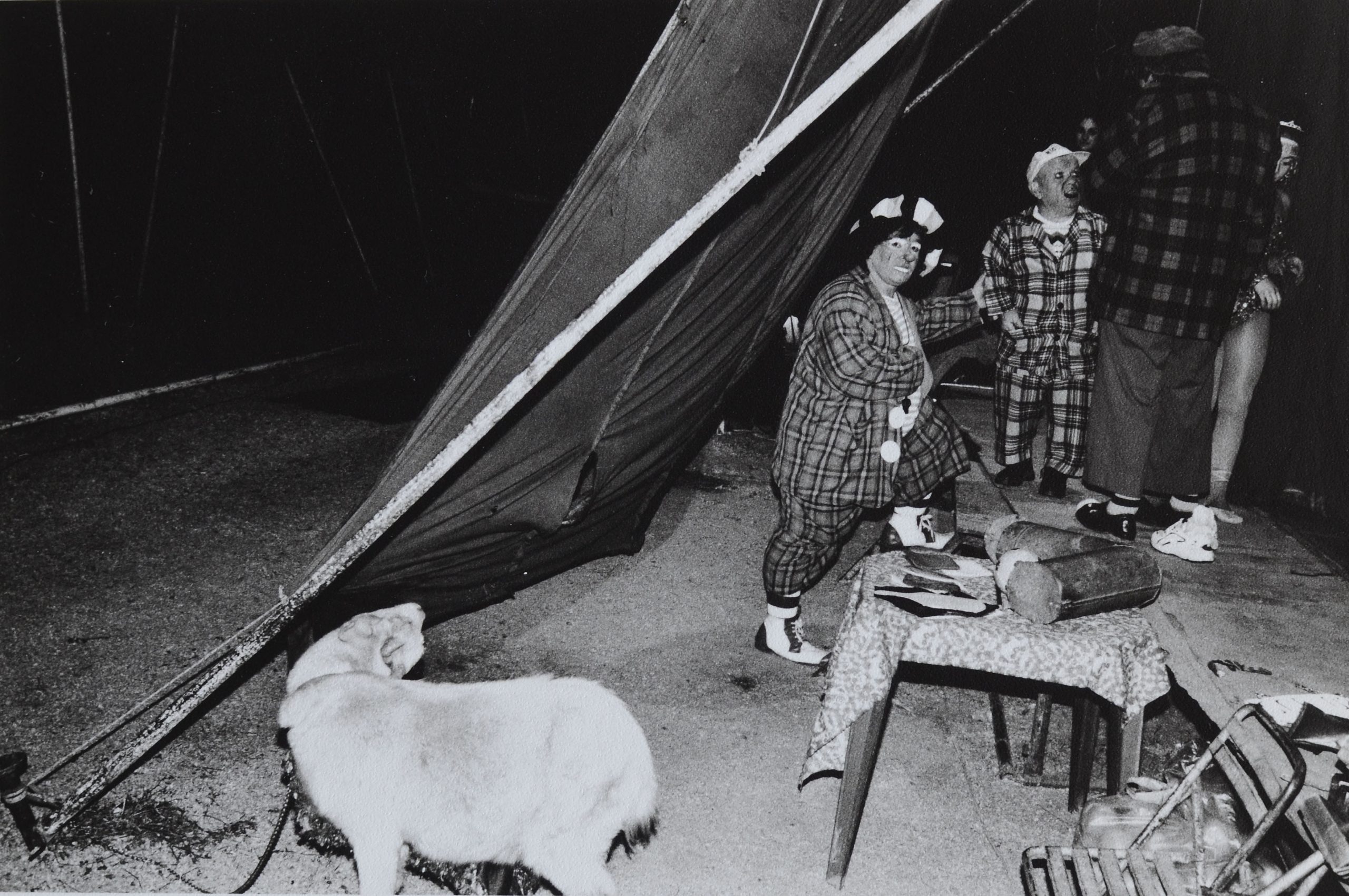 Inside circus tent